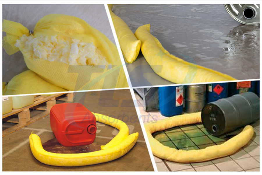 165L Absorbency Chemical Sorbent Minibooms Yellow Spill Absorbent