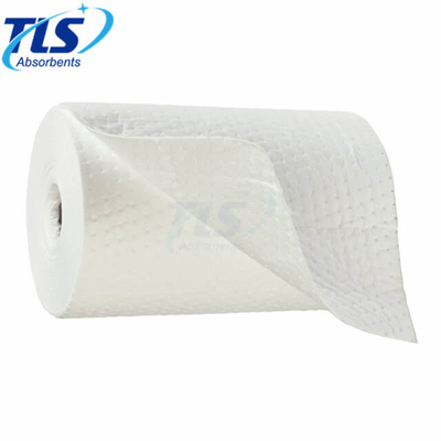 50m Recycle Oil Absorbent Rolls For Spill Emergency Dimpled Type White Color 