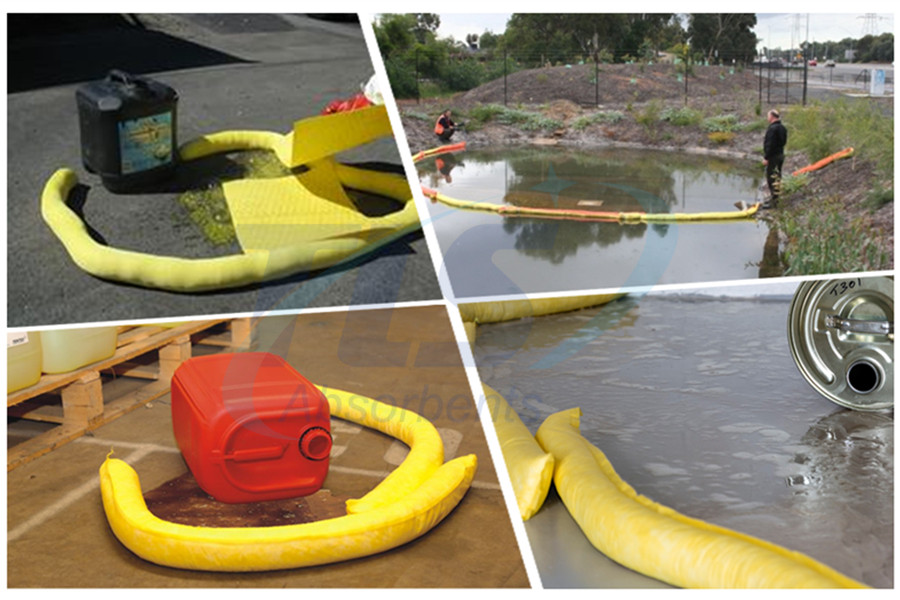 7.6CM x 1.2M Hazmat Absorbent Socks Yellow for Safe Spill Containment